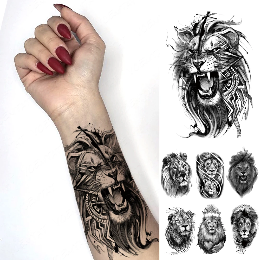 Waterproof Temporary Tattoo Sticker Trash Polka Style Flash Tattoos Lion  Animal Compass Body Art Arm Fake Tatoo Men Women - Temporary Tattoos -  AliExpress