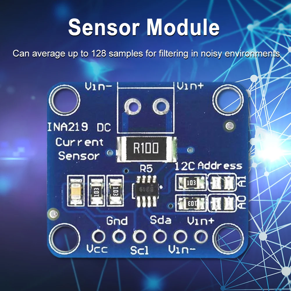MCU-219 INA219 Bi-directional Current Sensor Breakout Module I2C Zero Drift Power Monitoring Sensor Module High-precision