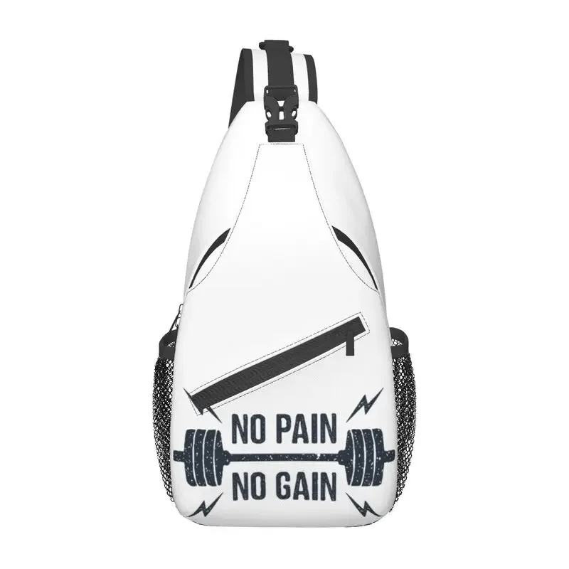

No Pain No Gain Gym Motivational Quote Sling Bags Bodybuilding Workout Shoulder Chest Crossbody Backpack Travel Hiking Daypack