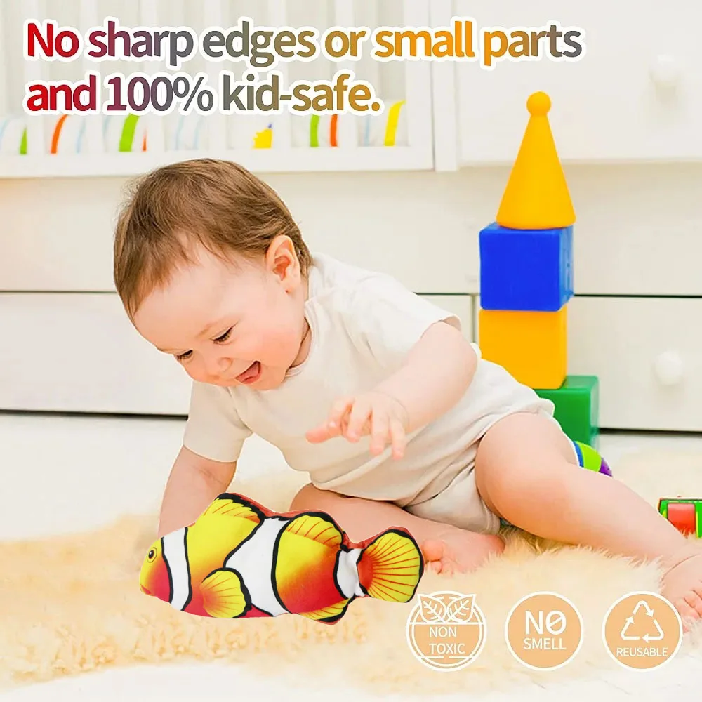 Robot Fish Toy Non-stop Electric Baby Sleeping Fish Toy 2.0 Keep Swinging Tail Floppy Fish Toy Auto Flopping USB Wiggle Plush for Baby Cat