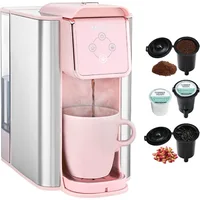 Pink Coffee Maker 3-in-1 Single Serve Coffee Machine, For Flat Bottom Coffee Capsule, Ground Coffee, 6 to 10 Ounce Cup 1