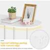 White Coffee Table for Living Room, Small Oval Coffee Table with Storage and Wood Tabletop, Mid Century Round 5