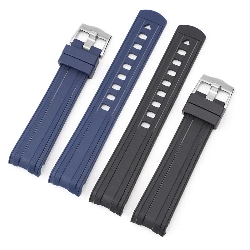 Premium Silicone Rubber Diving Watch Band with Curved End - Universal Strap
