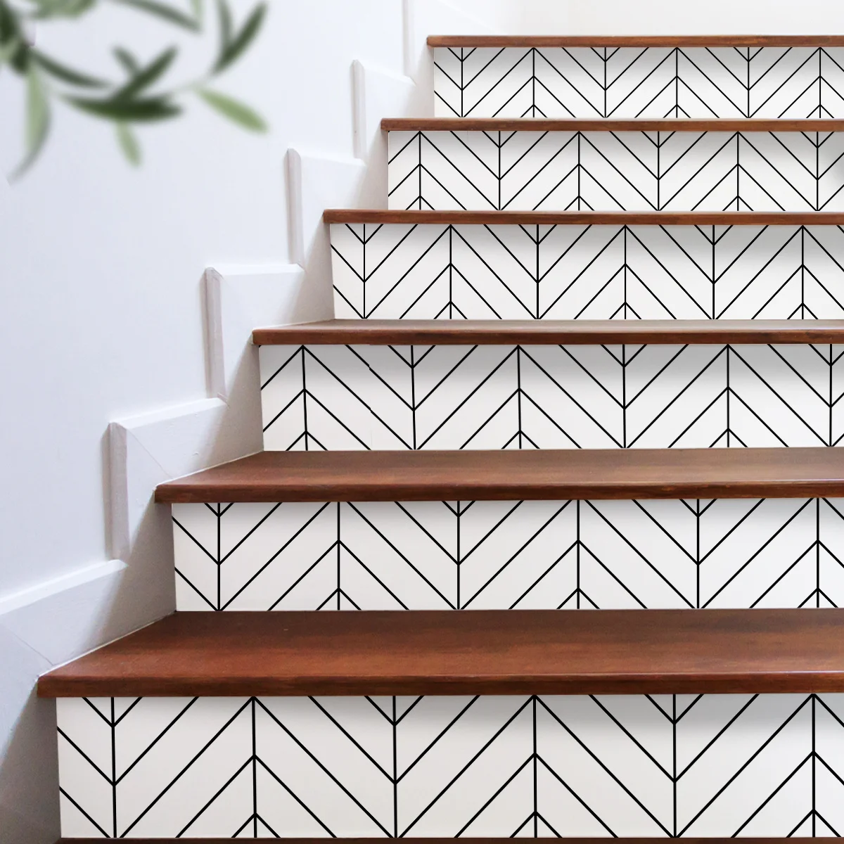 Geometric Printed Moisture Resistant Stair Stickers Self-Adhesive Waterproof Floral Decor 1 Roll