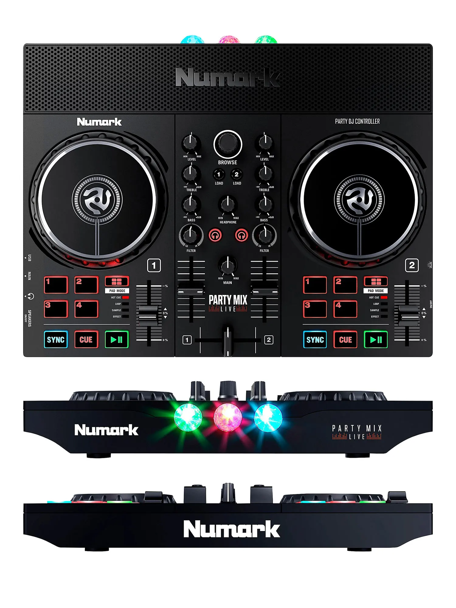 Numark 오픈 코드 Partymix2 II 라이브 DJ 조명 미니 디스크 메이커, 휴대용 컨트롤러, 무료 소프트웨어