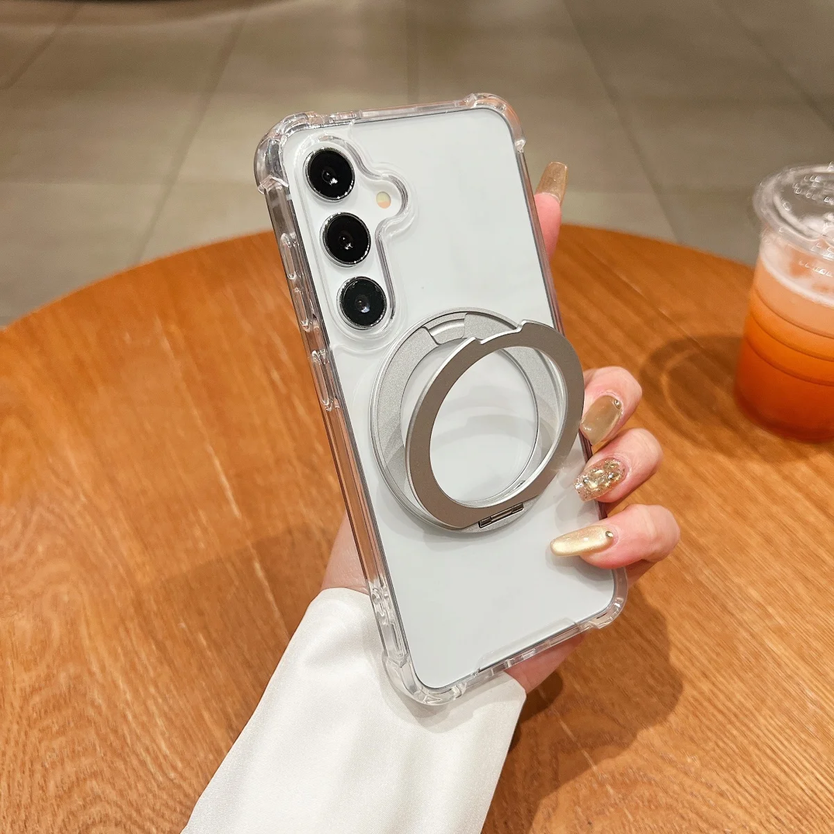 360° Rotating Magnetic Phone Stand with Clear Cover