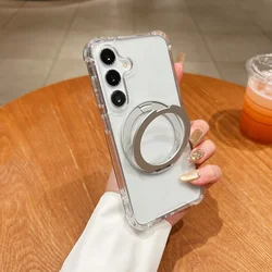 360° Rotating Magnetic Phone Stand with Clear Cover - Galaxy S23 Ultra (Clear)