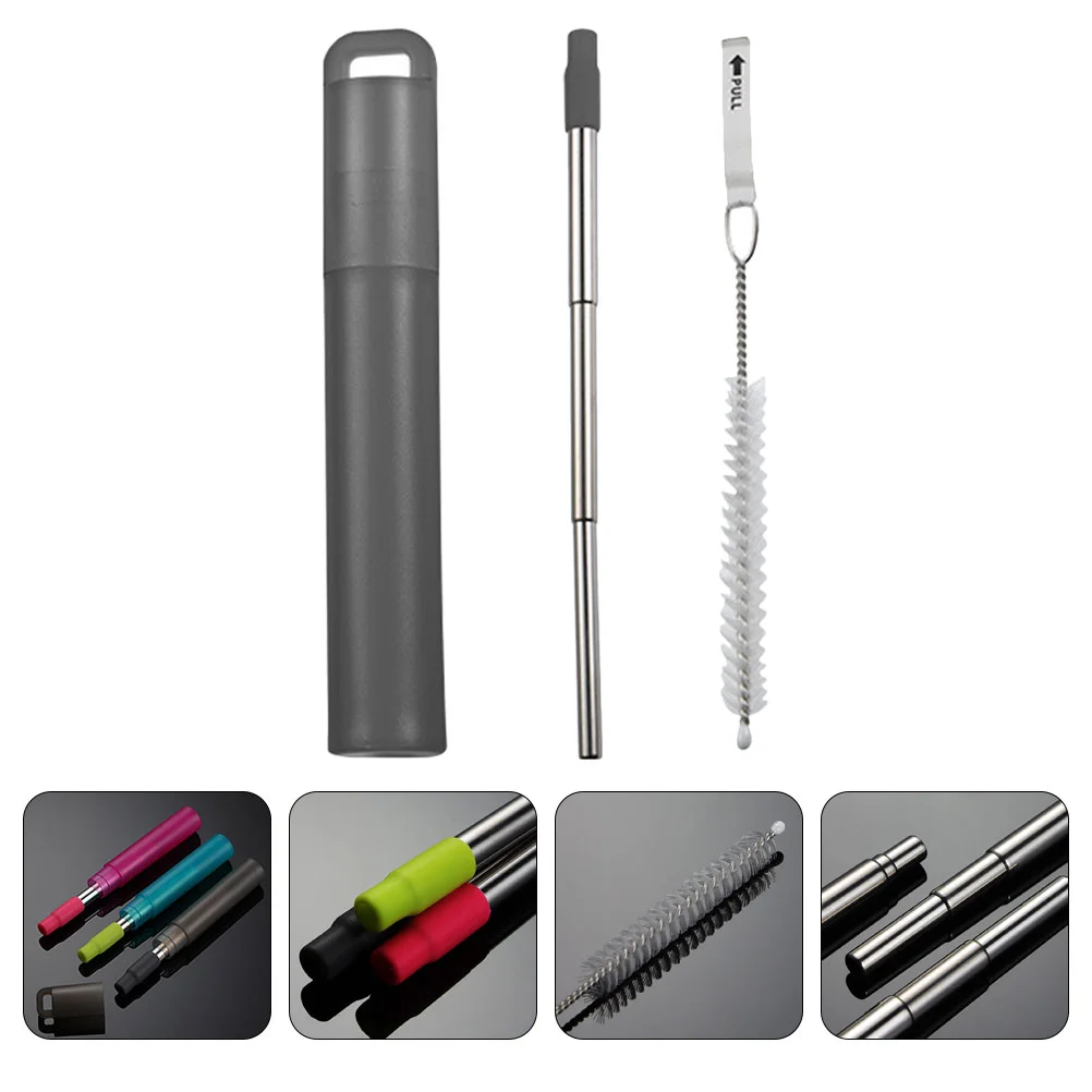 

1 Set Reusable Metal Straw Collapsible Stainless Steel Drinking Straw Telescopic Straw with Case Cleaning Brush