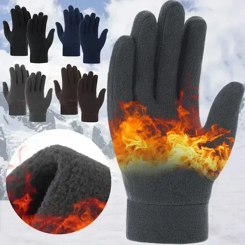 2025 Winter Warm Fleece Gloves for Women Men Thermal Full Finger Gloves Cold Resistance Windproof Outdoor Skiing Cycling Mittens