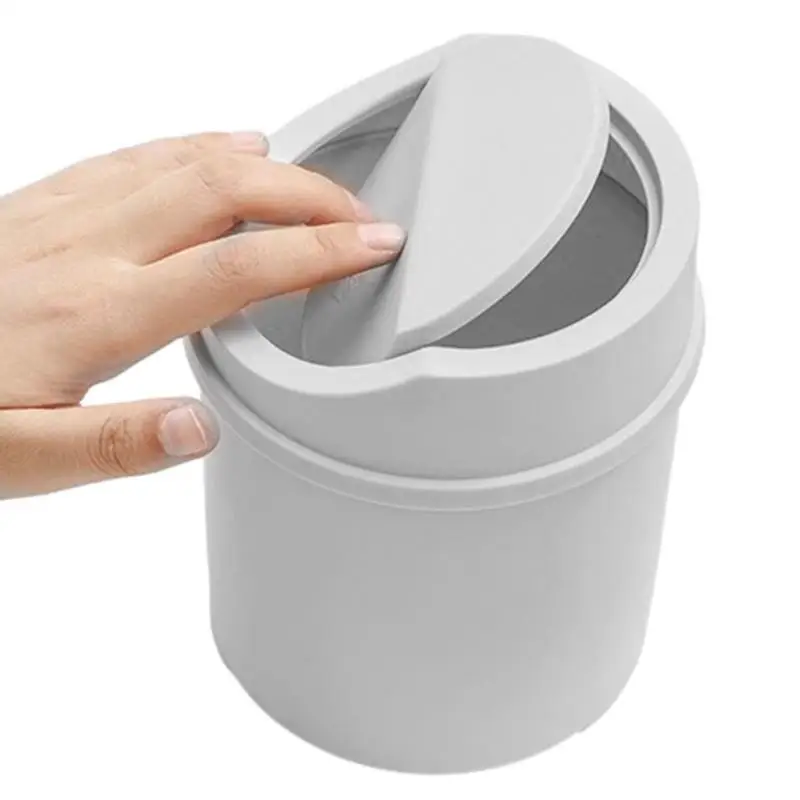 1pcs Mini Desktop Bin Small Trash Can Tube With Cover Bedroom Trash Can Garbage Can Clean Storage Box Home Desk