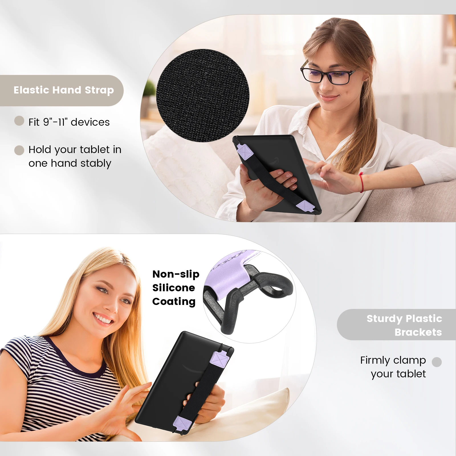 Adjustable High-Elasticity Tablet Hand Strap with Finger Grip Holder