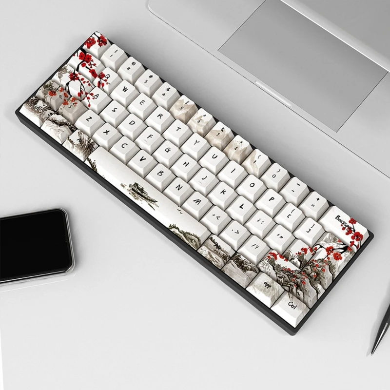 

Колпачки для ключей 80 клавиш CherryProfile Plum Blossom Keycap для 61, 64, 67, 68 клавиш клавиатуры