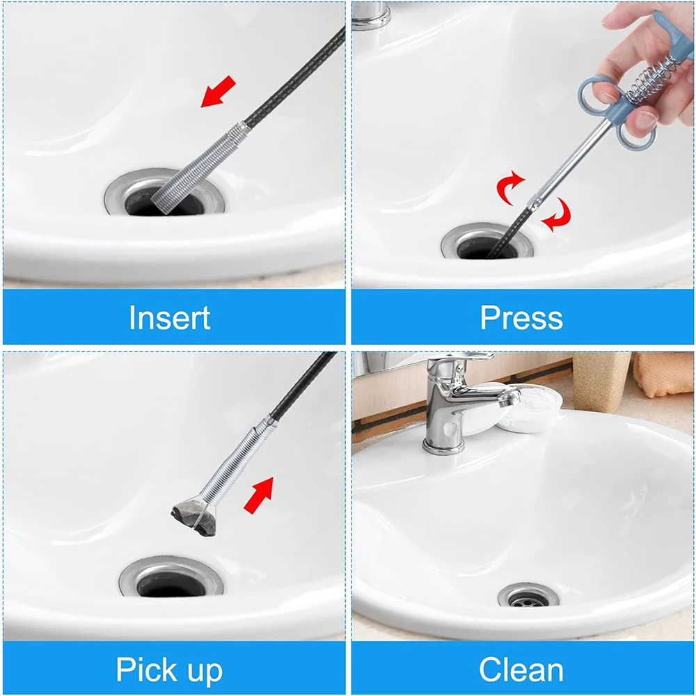 Sewer Pipe Unblocker Snake Spring Dredging Tool 60/90/160/200/300cm for Kitchen Bathroom Sewer Cleaning