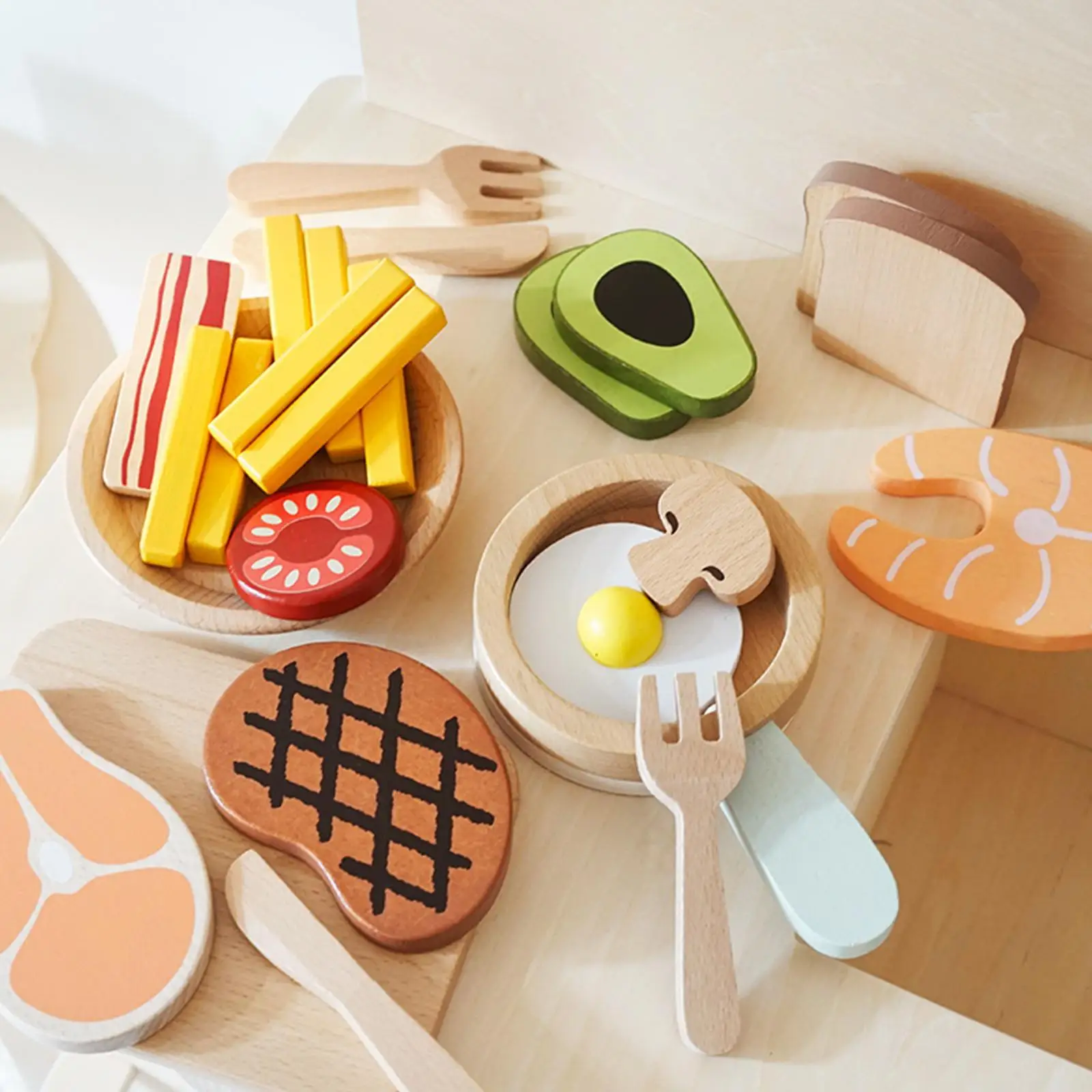 Toddlers Pretend Cooking Toys Preschool Wooden Play Food Set for DIY Model Furnishings Landscape Decorations Gift Handcraft