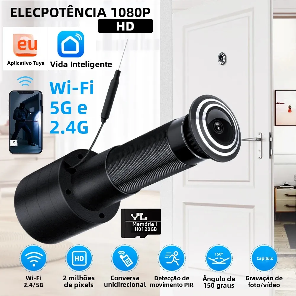 Elecpow tuya wifi olho mágico câmera da porta 1080p 2.4g & 5g ...