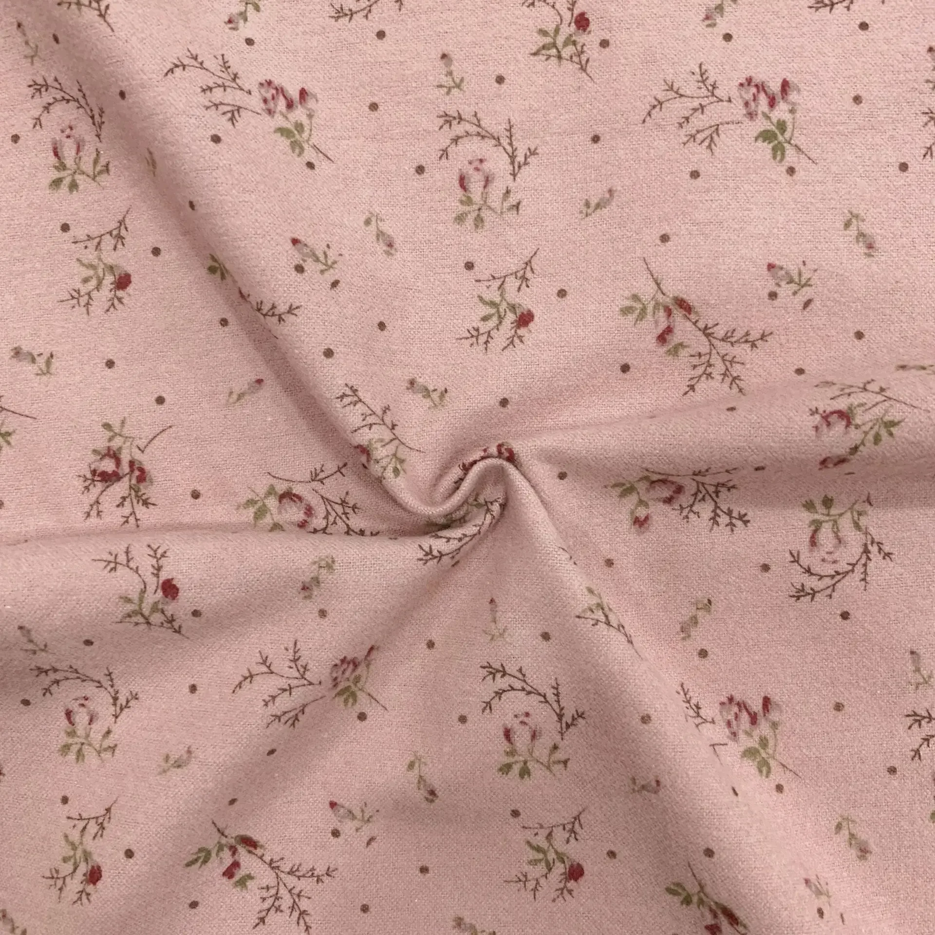 Pure Cotton Flocking Floral Print Fabric Women's Dress Children's Clothing Soft Hand Feeling Easy to Sew for Spring Autumn