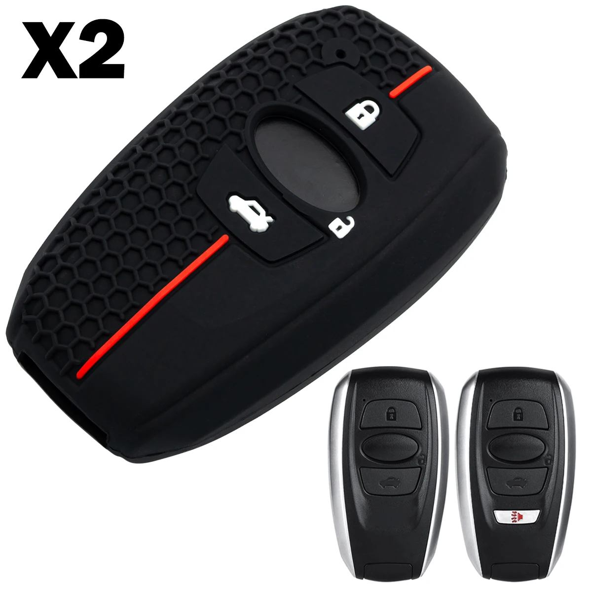 2x Silikon Auto Schlüsselanhänger Abdeckung Fall Halter Schlüsselanhänger Für Subaru Forester Impreza Crosstrek Outback XV Ascent Legacy BRZ WRX GR86
