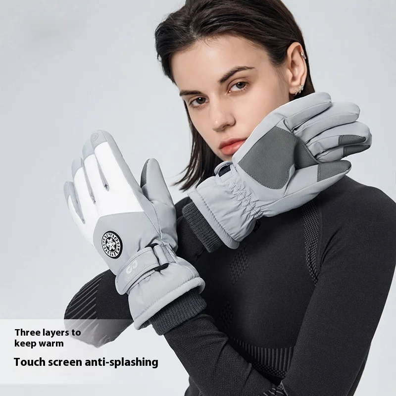 Guanti caldi da sci invernali per uomo e donna, per ciclismo all'aperto, touch screen con velluto spesso, freddi e antivento, guanti da bici elettrica_voghion.com
