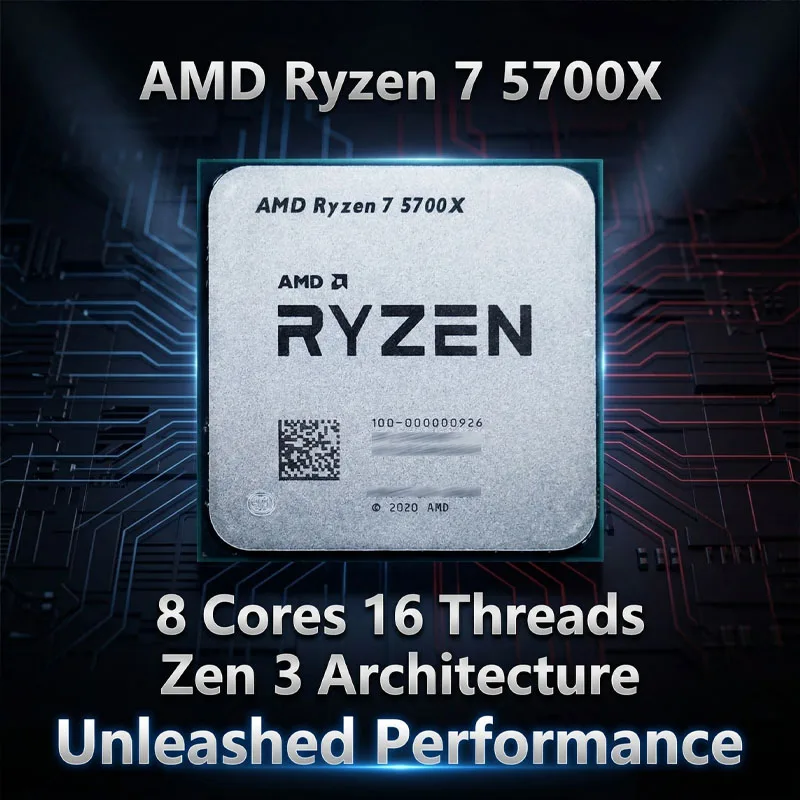 새로운 AMD Ryzen 7 5700X, AMD R7 5700X 8C/16T 65W 7NM L3=32M 100-000000926 소켓 AM4(쿨러 없음)