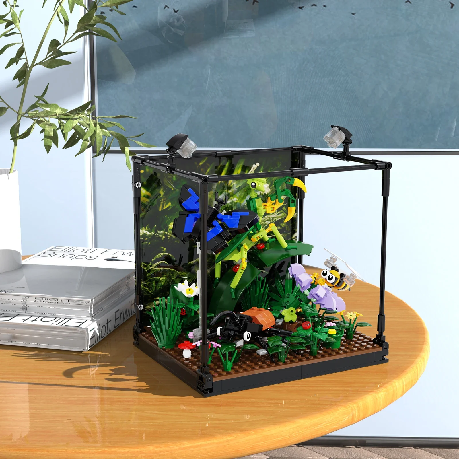 

Insect House Building Block Set with Light Kit Desktop Decoration Decorate Flora and Fauna Observation Deck Toys for Kids Gifts