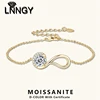 Lnngy Certified 6.5mm Moissanite Infinity Bracelet for Women 925 Sterling Silver Adjustable Chain Bracelets Jewelry Gift