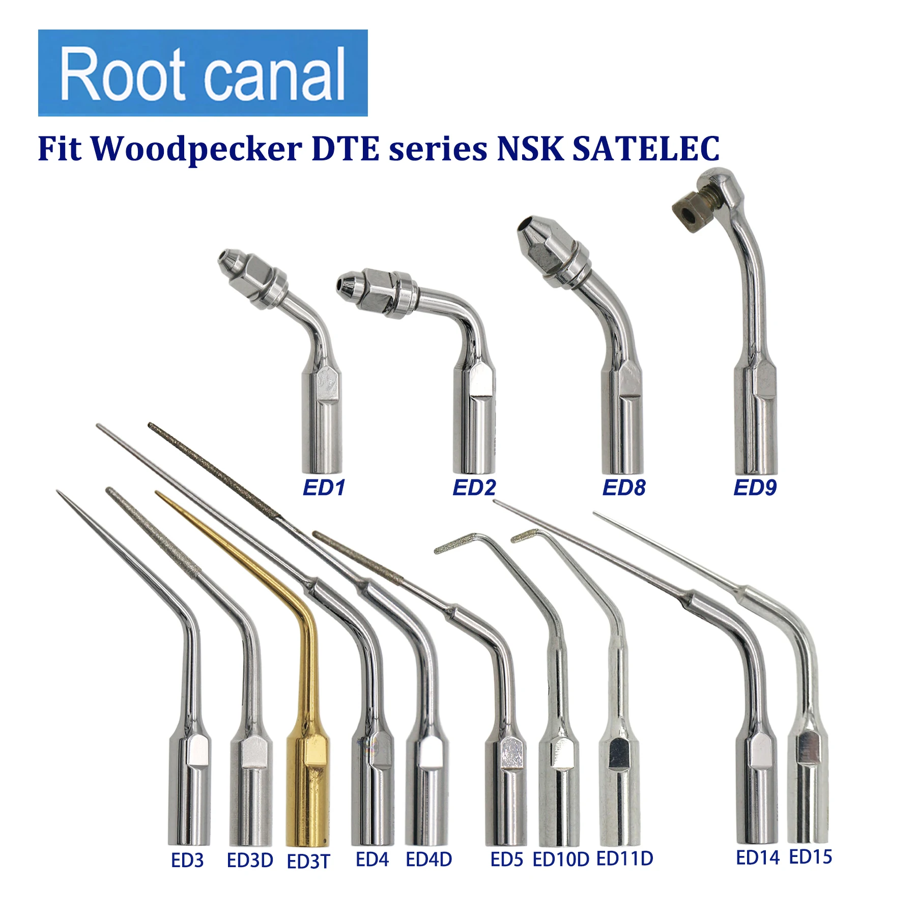 

Стоматологический Ультразвуковой скалер, наконечник корневого канала, эндодонтические наконечники ED1 ED2 ED3 ED4 ED5D ED8 ED9 ED14, подходит для Woodpecker DTE Serise NSK SATELEC