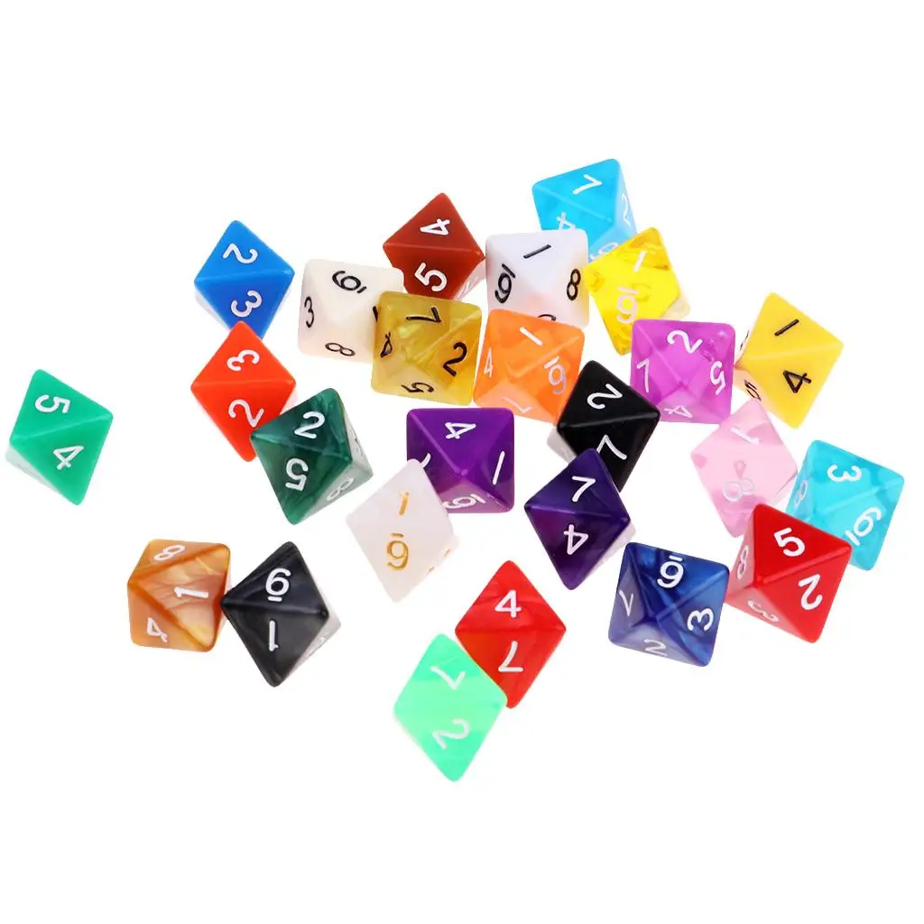 Set of 25 Acrylic 8-Sided D8 Dice Dice Game dice for board game