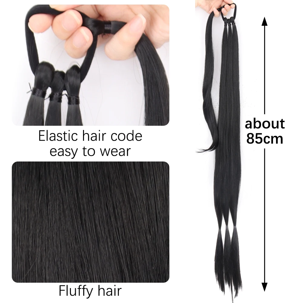 85cm marrom hairpiece diy tranças pônei cauda