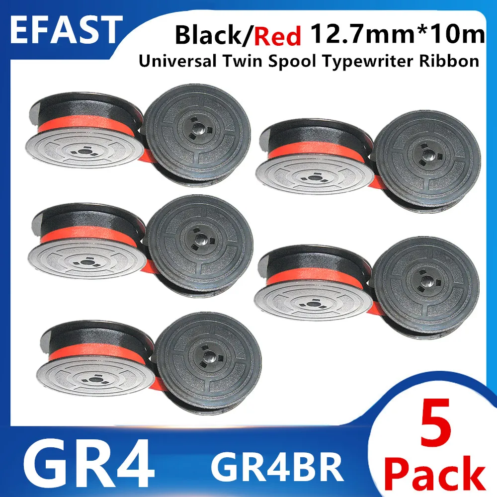 GR4 GR4BR GR4BK 라벨 테이프, 올리베티 A730, A770, 스튜디오 42, 44, 45, 46 발렌타인 타자기 리본, 블랙 및 레드, 트윈 스풀, 1  5PK