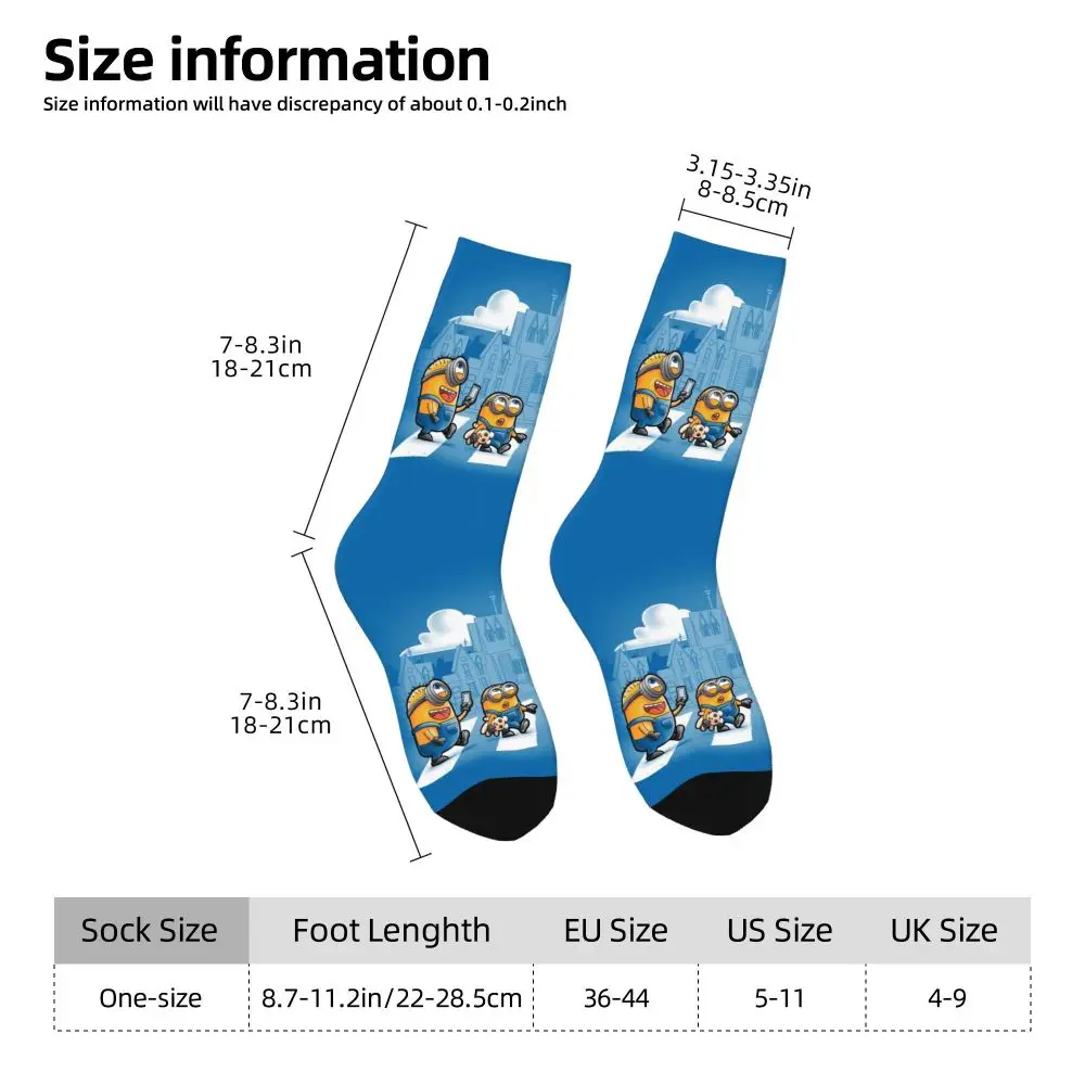Custom Cool Print M- Minions Cartoon Socks for Women Men Stretchy Summer Autumn Winter M- Minions Bananas Crew Socks 175