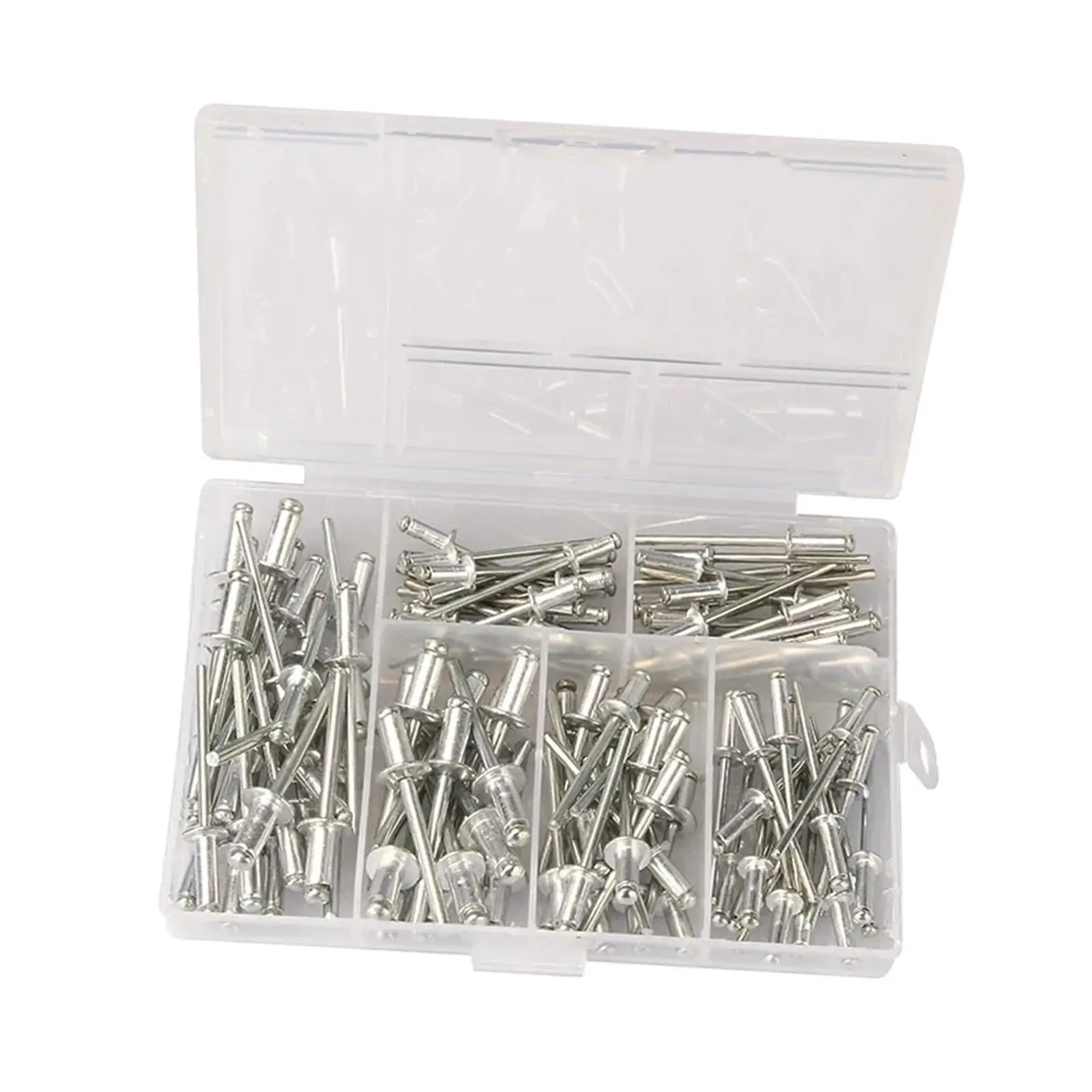 120x Blind Rivets Storage Case Portable Nail Pull for Installing Accessories Multipurpose Dome Head Heavy Duty Aluminum Rivets