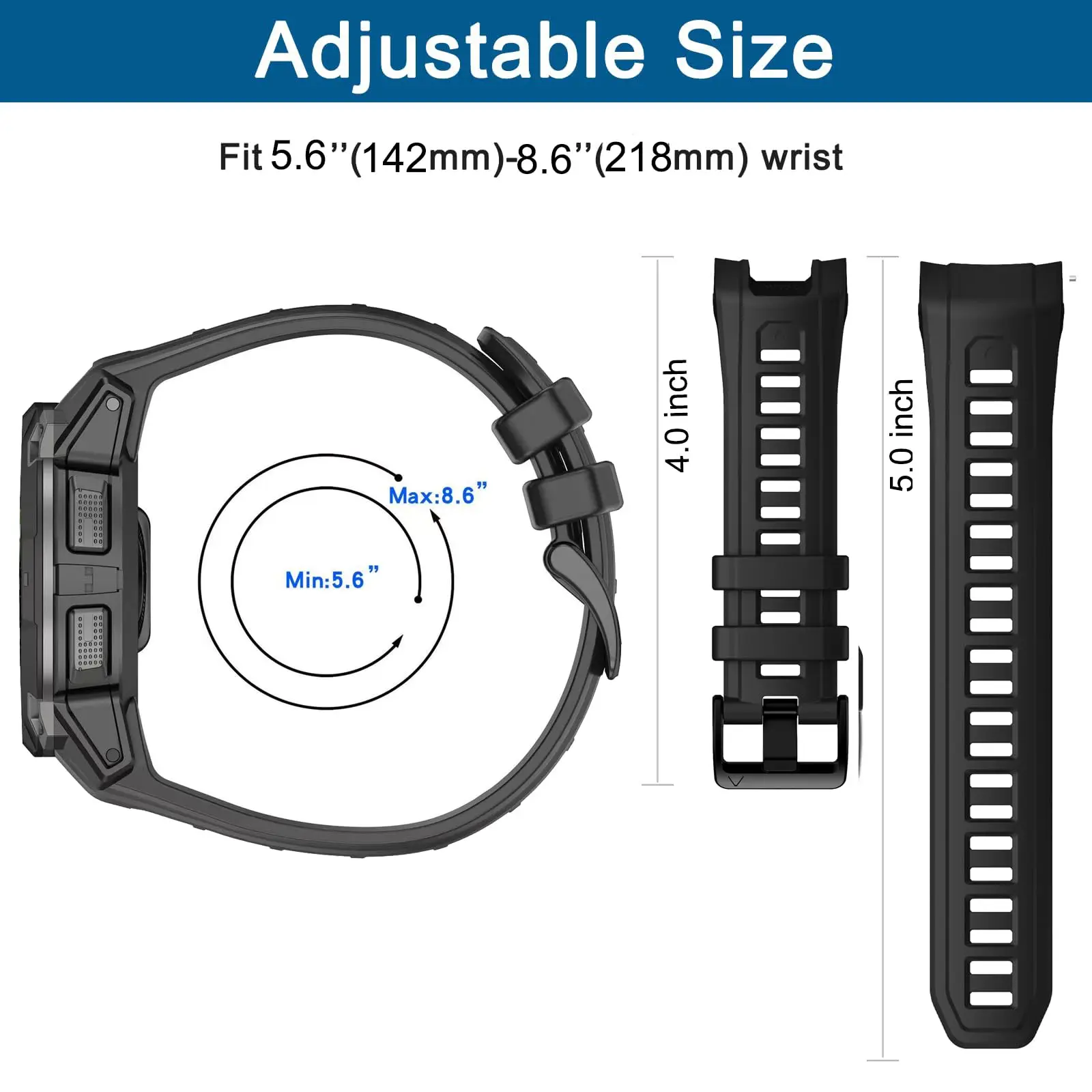 Premium Silicone Sports Strap - Versatile and Durable Watch Band Accessory