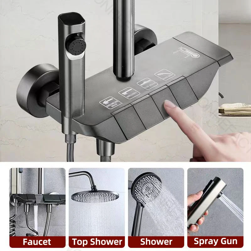 Bathroom Rain Shower Set Three Modes Handheld Pressure Spray Gun Adjustable Hot And Cold Top Shower Multi-function Shower 2