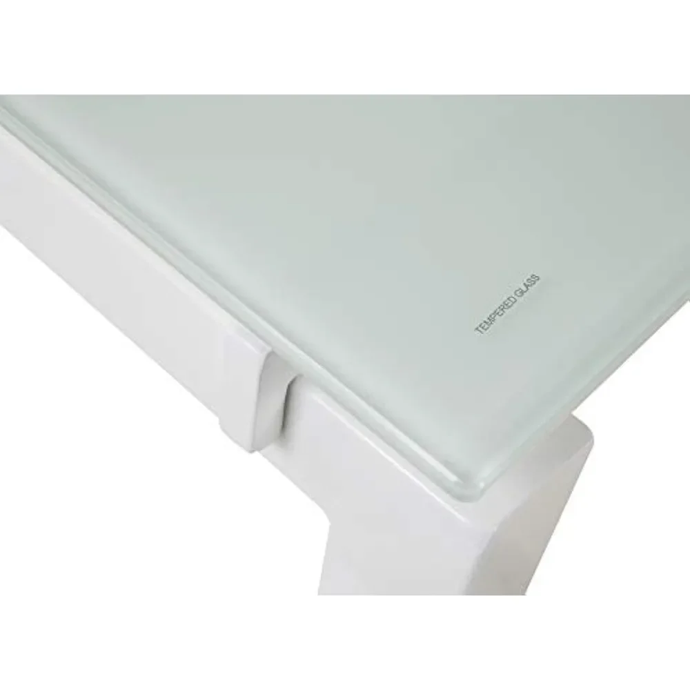 Baraga Contemporary Glass L-Shaped Home Office Desk, White 6