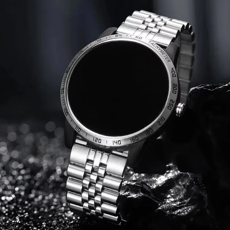 Stainless Steel Strap with Tempered Glass Protective Case Cover and Metal Band