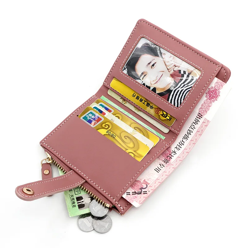 Women Fashion Small Zipper Wallet with Coin Purse PU Leather Plaid Purses Ladies Cute Mini Korean Version Small Card Pack New In
