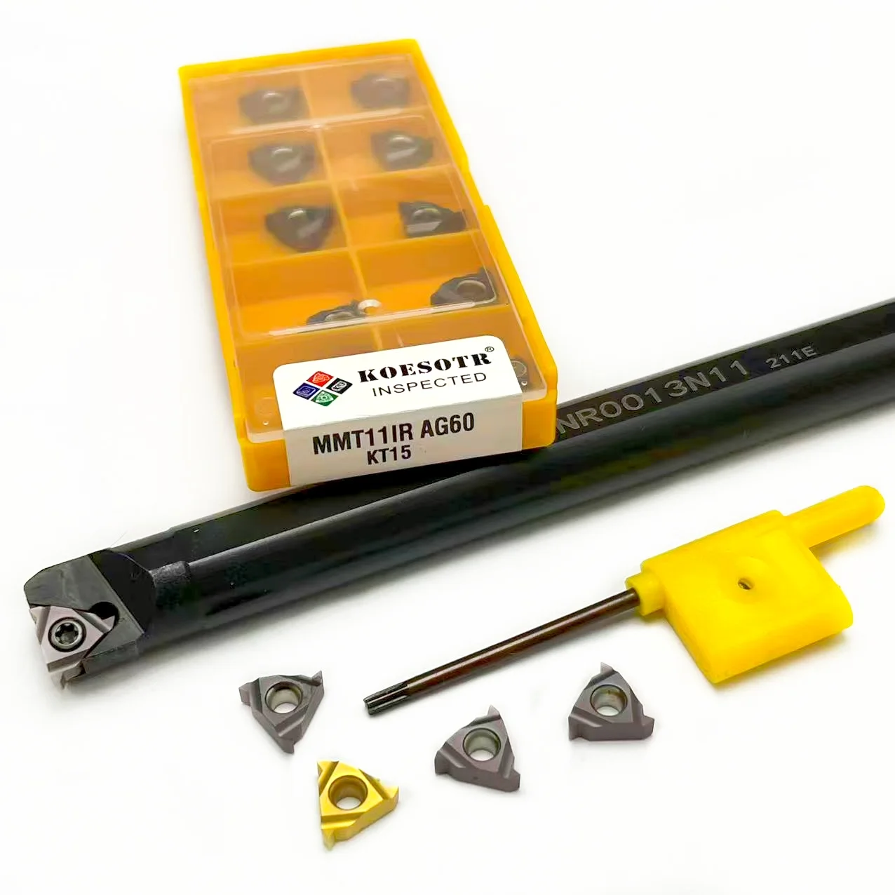 3/8 1/2 Boring Bar SER1010H11 SER1212H11 Draaibank Interne Insnijding Draaien Tool Houder met 10 stks 11ER A60 Interne Inrijpen Carbide Draaien Inserts
