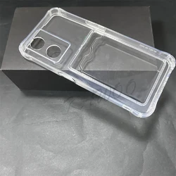 Clear Card Slot Holder - Shockproof Soft TPU Wallet Phone Case for Vivo T3 5G (Transparent)