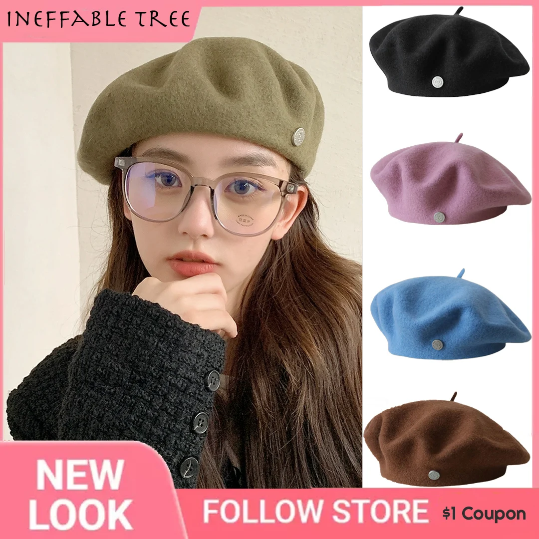 

French Women Wool Berets Artist Satin Lined Winter Beanie Hat Retro Plain Beret Elegant Lady Autumn Caps Gorras Invierno Mujer