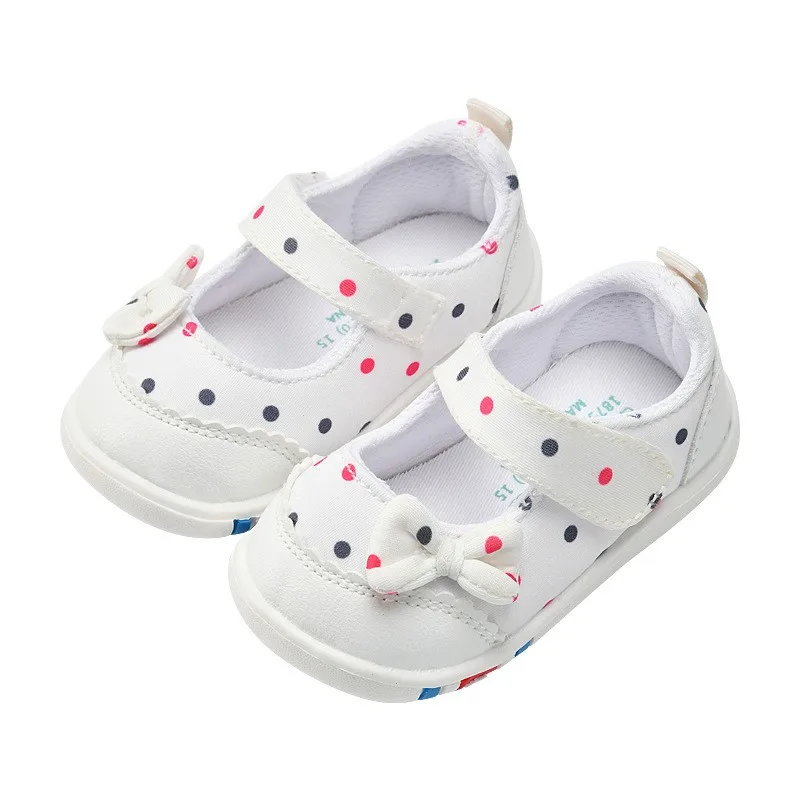 

CAPSELLA KIDS Baby Girls Breathabel Casual Sports Shoes Toddler Baby Kids Girls Elegant Polka Dots Flat Shoes Enfants Size 15-22
