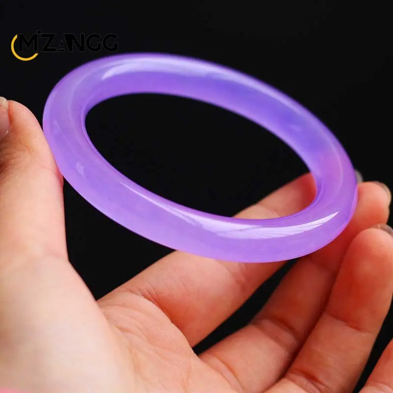 Real Jade Bangles Purple Bracelet Natural Certified Jades Stone Jewellery Customize Fine Lavender Bangle Girlfriend Mom Gifts