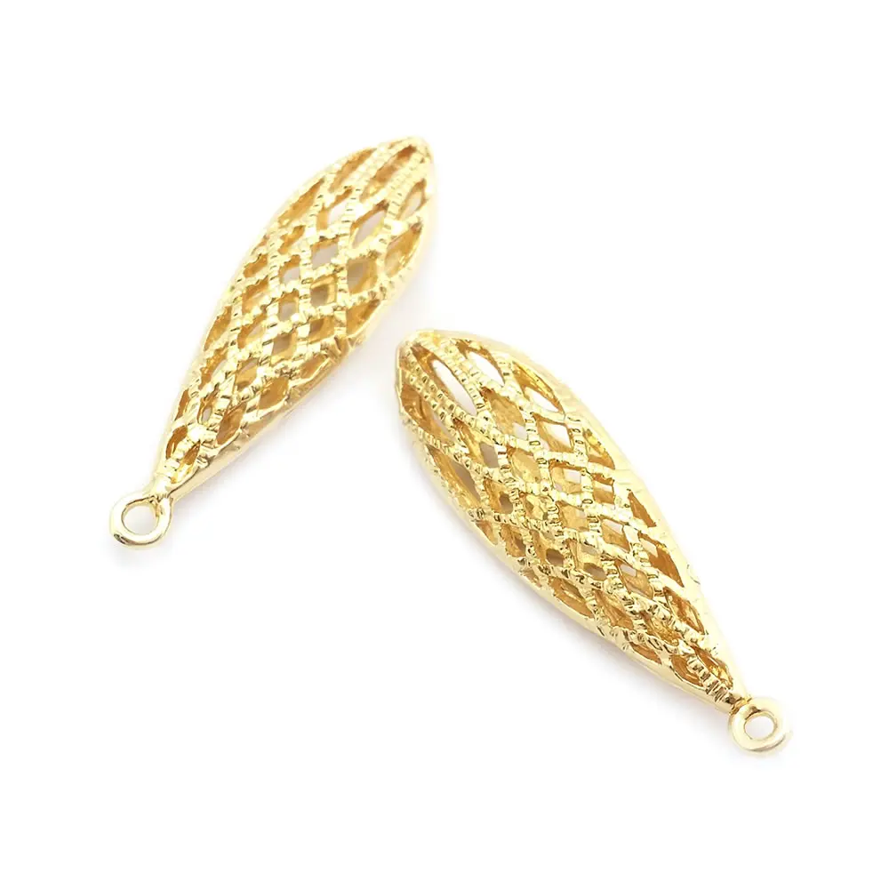 6 uds. Colgantes con forma de gota hueca de Color dorado de 18K, collar de alta calidad, accesorios de joyería Diy, sitio web oficial Rosediy - details 1