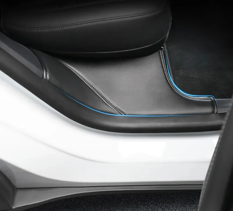 Rear Door Sill Pad for Tesla Model Y Anti Kick Film Dirt Threshold Strip PU Leat