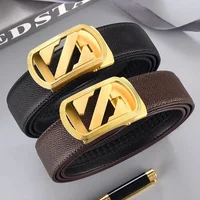 Trendy Young Casual Men's Belt Automatic Buckle Cow Leather Youth Fashion Belt For Boys One Piece Free Shipping