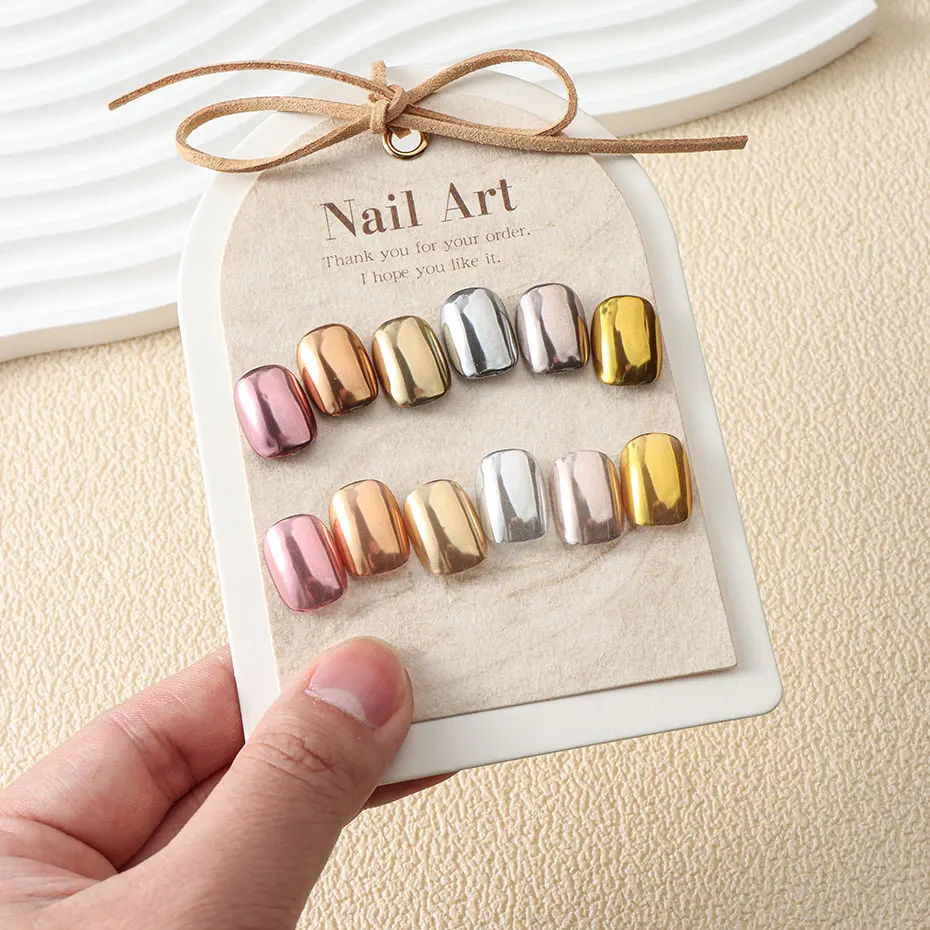 6pc Gold Metallic Mirror Glitter Nail Art Dust Rose Gold Silver Powder UV Gel Polish Chrome Rubbing Pigment Flake Manicure Decor - 5