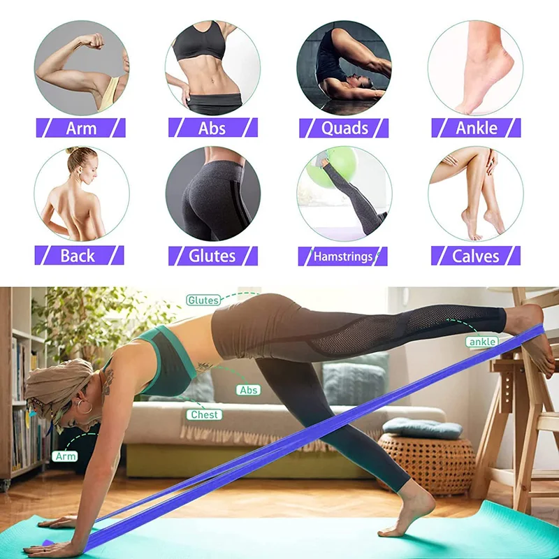 Widerstands bänder setzen tpe Gummiband 4 Widerstands stufen Übung Workout Erholung Fitness Yoga Pilates Reha Kraft training