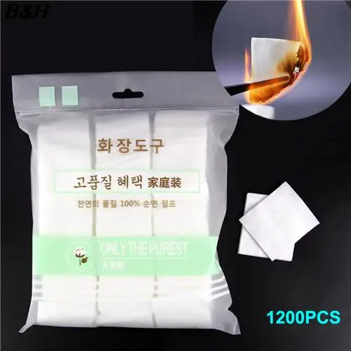 

Fashion 1200PCS/Bag Pure Cotton Pads Facial Makeup Cleaning Remover Cotton Puff Daily Tool