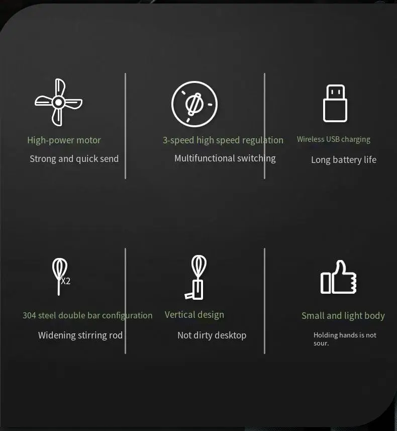 Description Picture 3 of itemHome Baking USB Handheld Electric Whisk Whipping Cream Stirring Kitchen Gadgets Portable Electric Food Mixer Blender 3 Speeds