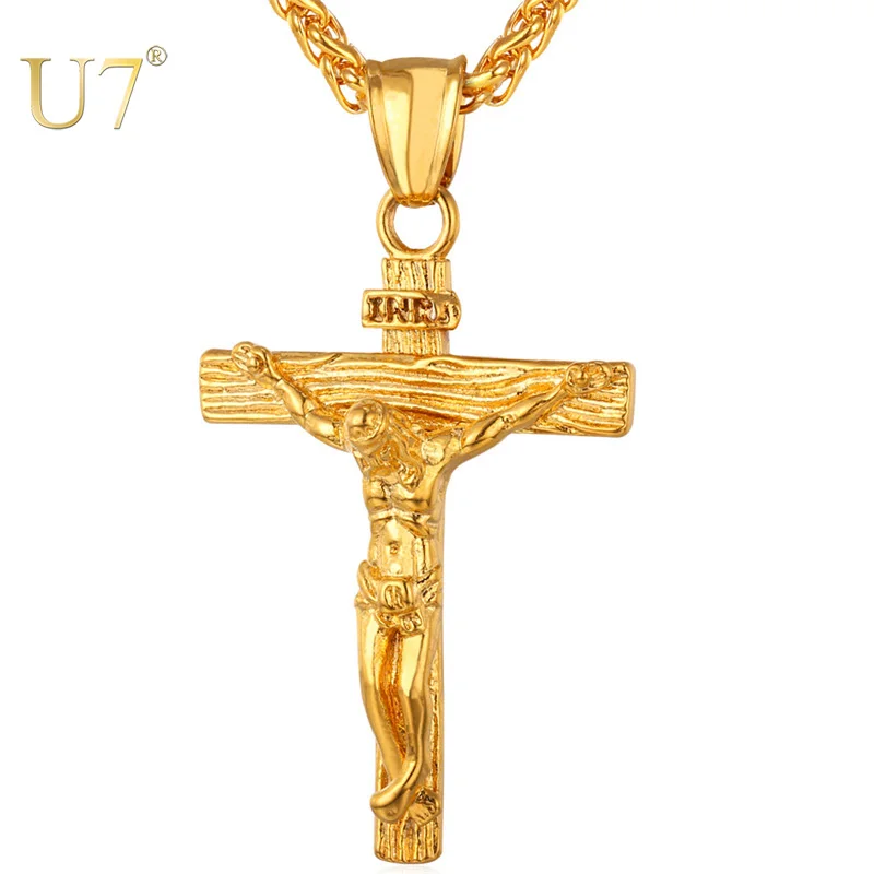 U7 Crucifix Cross Pendant Stainless 