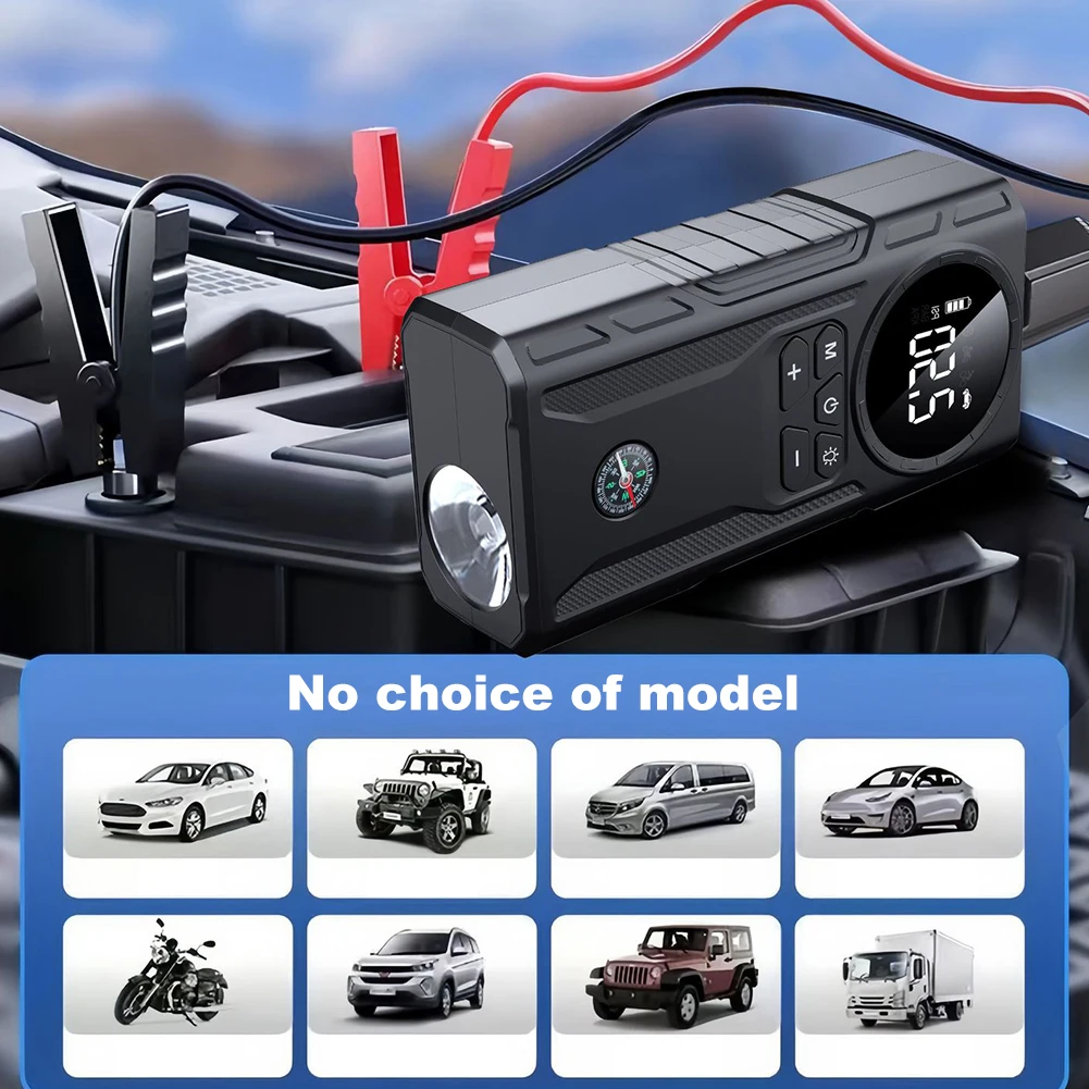 Car Wireless Air Pump with Light 39800mAh Jump Starter Bicycle Air Compressor USB Rechargeable Car Tire Inflator for Tires